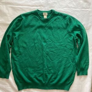 L.L.Bean Kelly Green 100% Lambswool Crewneck Men’s Sweater XXL Tall EUC Y2K Era
